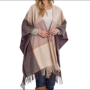 NEW! Woolrich Raegan Plaid Blanket Wrap Poncho Shawl SZ One Size